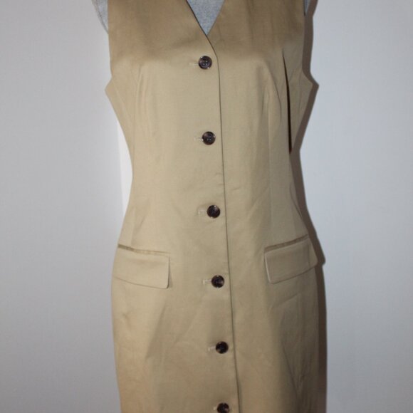 NWT Theory Sleeveless Blazer Button Dress Trench Cotton Chino Lined $375 - Picture 5 of 9